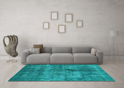 Machine Washable Oriental Light Blue Industrial Rug in a Living Room, wshurb1093lblu