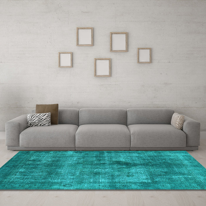 Machine Washable Oriental Light Blue Industrial Rug in a Living Room, wshurb1093lblu
