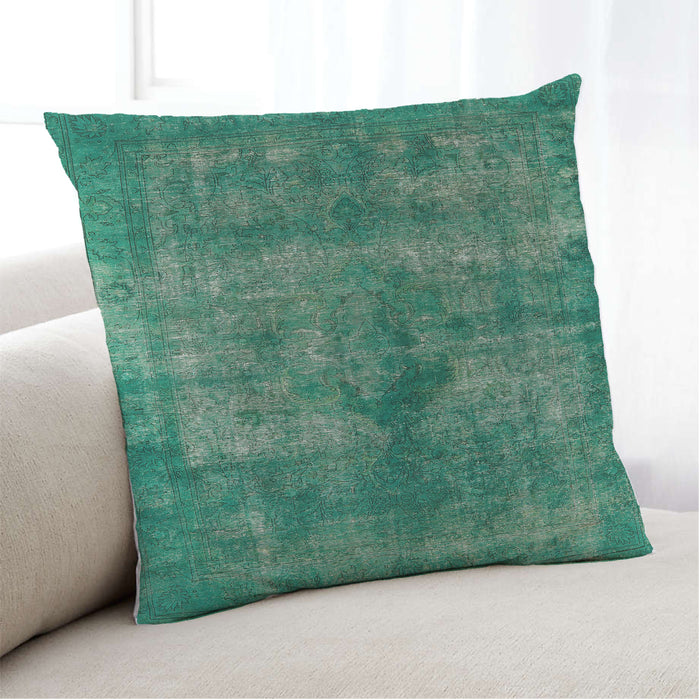 Lifestyle Image of Mid-Century Modern Urban Square Sea Green Throw Pillow, 18 inch by 18 inch, pwurb1093