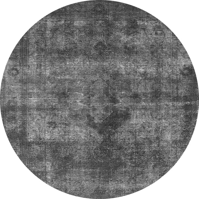 Round Oriental Gray Industrial Rug, urb1093gry