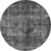 Round Oriental Gray Industrial Rug, urb1093gry