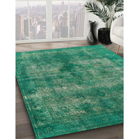 Mid-Century Modern Sea Green Oriental Rug, urb1093