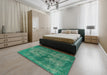 Machine Washable Industrial Modern Sea Green Rug in a Bedroom, wshurb1093