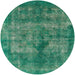 Round Machine Washable Industrial Modern Sea Green Rug, wshurb1093