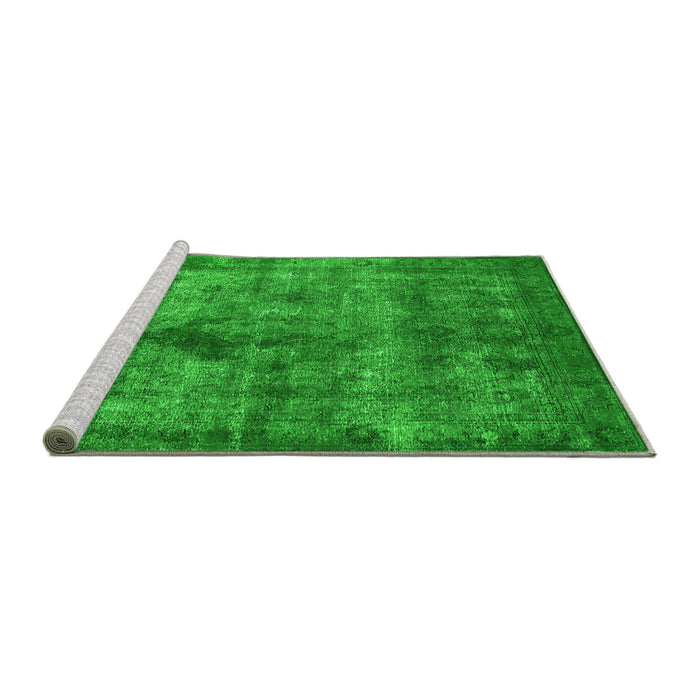 Sideview of Machine Washable Oriental Green Industrial Area Rugs, wshurb1093grn