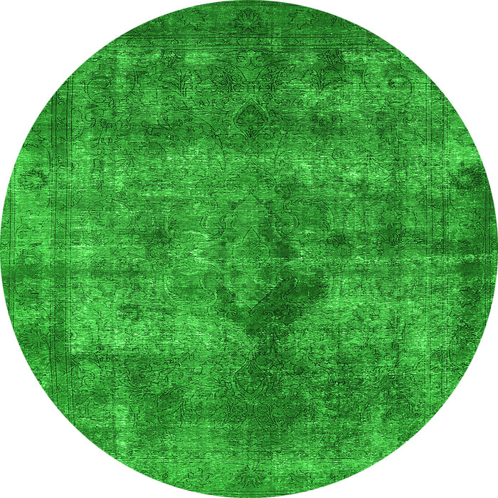 Round Oriental Green Industrial Rug, urb1093grn