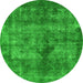 Round Oriental Green Industrial Rug, urb1093grn