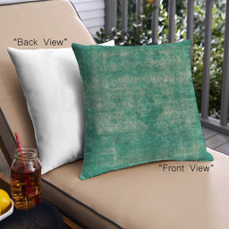 Front View of Mid-Century Modern Urban Square Sea Green Throw Pillow, 18 inch by 18 inch, pwurb1093