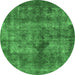 Round Oriental Emerald Green Industrial Rug, urb1093emgrn