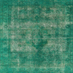 Square Machine Washable Industrial Modern Sea Green Rug, wshurb1093
