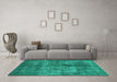 Machine Washable Oriental Turquoise Industrial Area Rugs in a Living Room,, wshurb1093turq