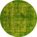 Round Oriental Yellow Industrial Rug, urb1093yw