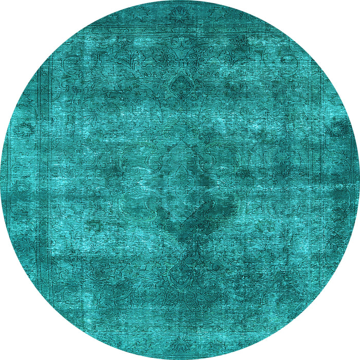 Round Machine Washable Oriental Light Blue Industrial Rug, wshurb1093lblu