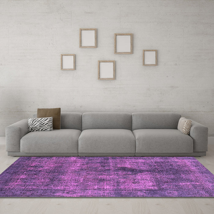 Machine Washable Oriental Pink Industrial Rug in a Living Room, wshurb1093pnk