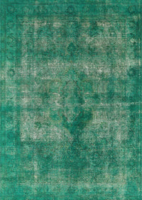 Machine Washable Industrial Modern Sea Green Rug, wshurb1093