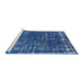 Sideview of Machine Washable Industrial Modern Iceberg Blue Rug, wshurb1094