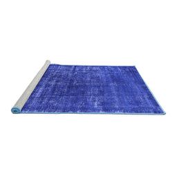Sideview of Machine Washable Oriental Blue Industrial Rug, wshurb1094blu