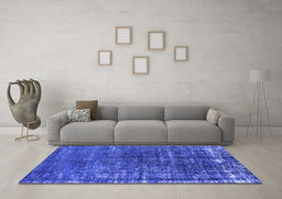 Machine Washable Oriental Blue Industrial Rug in a Living Room, wshurb1094blu