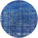 Round Machine Washable Industrial Modern Iceberg Blue Rug, wshurb1094