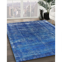 Mid-Century Modern Iceberg Blue Oriental Rug, urb1094