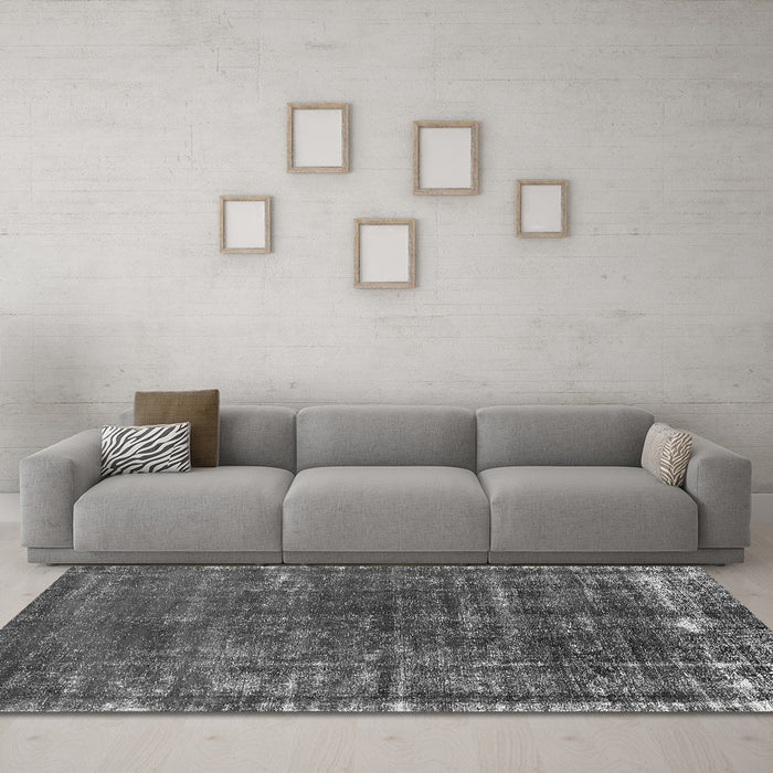 Machine Washable Oriental Gray Industrial Rug in a Living Room,, wshurb1094gry