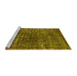 Sideview of Machine Washable Oriental Yellow Industrial Rug, wshurb1094yw