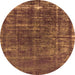 Round Oriental Orange Industrial Rug, urb1094org