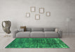 Machine Washable Oriental Green Industrial Area Rugs in a Living Room,, wshurb1094grn