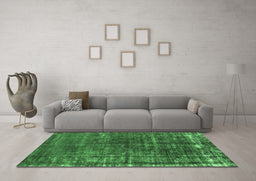 Machine Washable Oriental Emerald Green Industrial Area Rugs in a Living Room,, wshurb1094emgrn