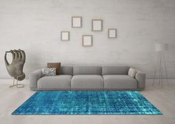 Machine Washable Oriental Turquoise Industrial Area Rugs in a Living Room,, wshurb1094turq