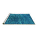 Sideview of Machine Washable Oriental Turquoise Industrial Area Rugs, wshurb1094turq