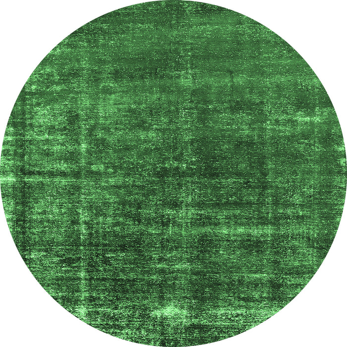 Round Machine Washable Oriental Emerald Green Industrial Area Rugs, wshurb1094emgrn