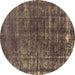 Round Oriental Brown Industrial Rug, urb1094brn