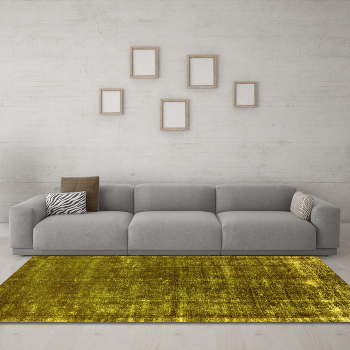 Machine Washable Oriental Yellow Industrial Rug in a Living Room, wshurb1094yw
