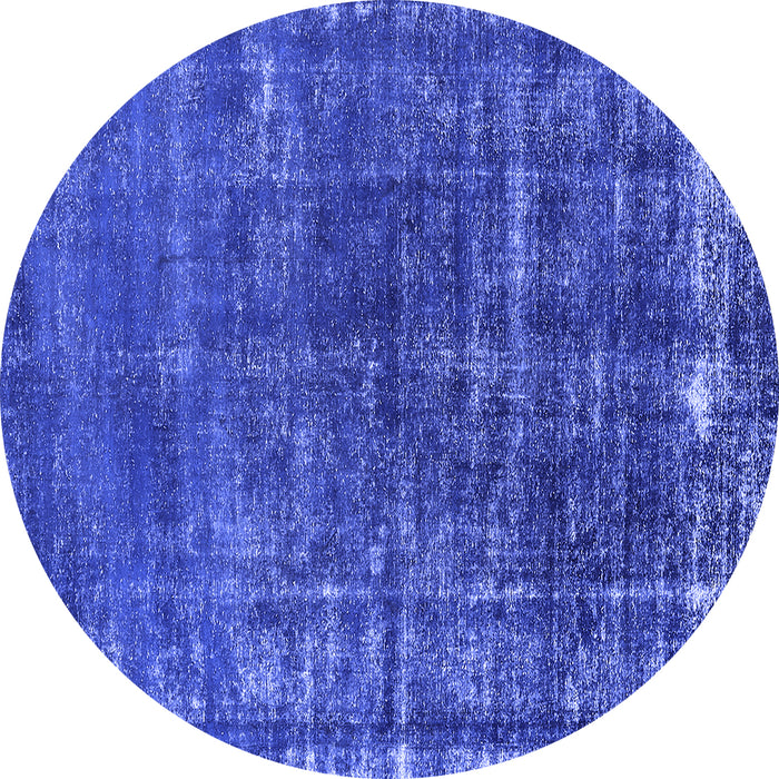 Round Machine Washable Oriental Blue Industrial Rug, wshurb1094blu