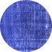 Round Oriental Blue Industrial Rug, urb1094blu