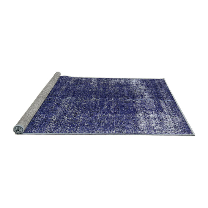 Sideview of Machine Washable Industrial Modern Sapphire Blue Rug, wshurb1095
