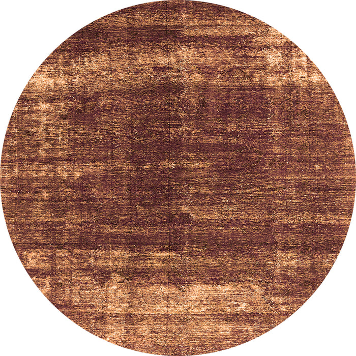 Round Machine Washable Oriental Orange Industrial Area Rugs, wshurb1095org