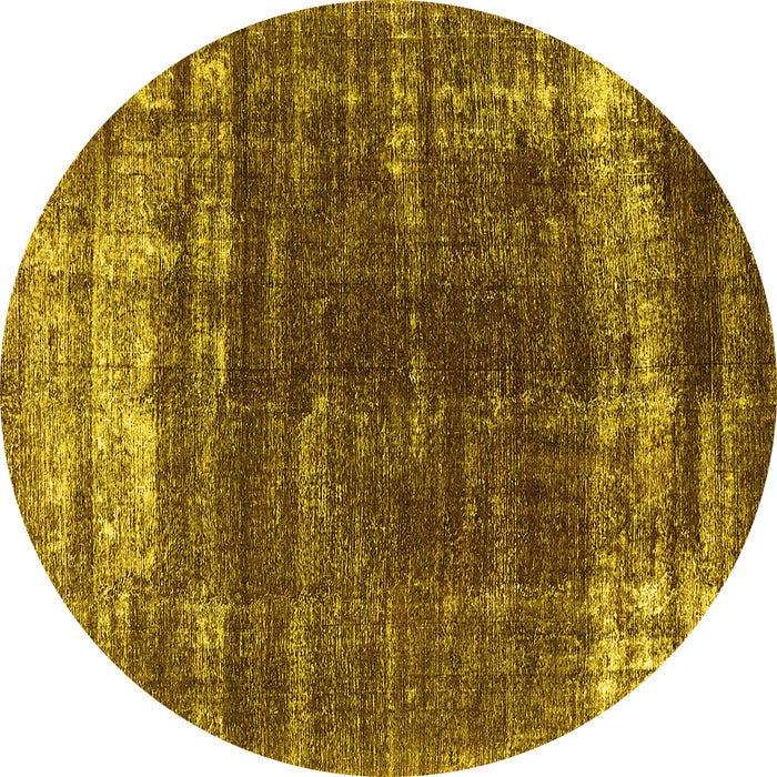 Round Machine Washable Oriental Yellow Industrial Rug, wshurb1095yw