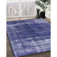 Mid-Century Modern Sapphire Blue Oriental Rug, urb1095