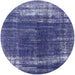 Round Mid-Century Modern Sapphire Blue Oriental Rug, urb1095