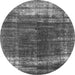 Round Oriental Gray Industrial Rug, urb1095gry