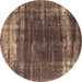 Round Oriental Brown Industrial Rug, urb1095brn