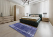 Mid-Century Modern Sapphire Blue Oriental Rug in a Bedroom, urb1095