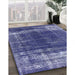 Mid-Century Modern Sapphire Blue Oriental Rug in Family Room, urb1095