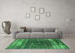 Machine Washable Oriental Green Industrial Area Rugs in a Living Room,, wshurb1095grn