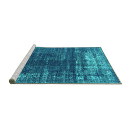 Sideview of Machine Washable Oriental Turquoise Industrial Area Rugs, wshurb1095turq