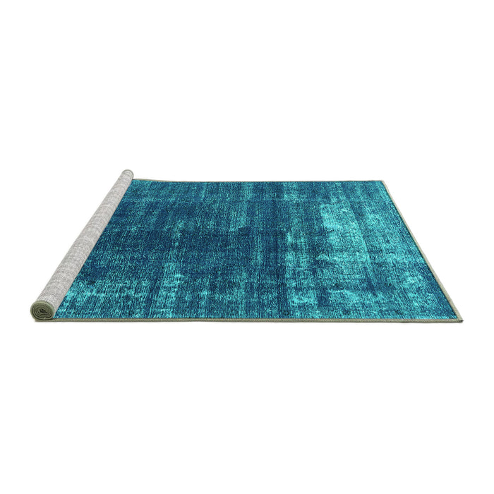 Sideview of Machine Washable Oriental Turquoise Industrial Area Rugs, wshurb1095turq