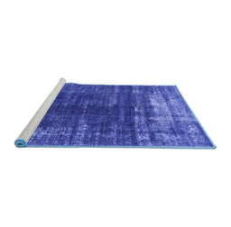 Sideview of Machine Washable Oriental Blue Industrial Rug, wshurb1095blu