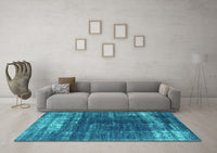 Machine Washable Oriental Turquoise Industrial Rug, wshurb1095turq